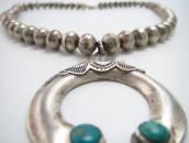 Antique Hopi Silver Beads w/Hollow Naja Top Necklace c.1930～
