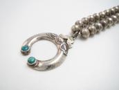 Antique Hopi Silver Beads w/Hollow Naja Top Necklace c.1930～