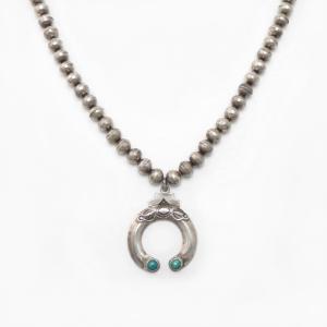 Antique Hopi Silver Beads w/Hollow Naja Top Necklace c.1930～