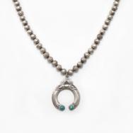 Antique Hopi Silver Beads w/Hollow Naja Top Necklace c.1930～