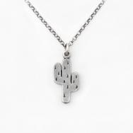 Old Cactus Shaped Silver Small Charm Necklace  c.1980～