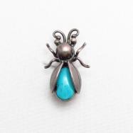 Vintage 【Maisel's】 Silver Beetle Bug Shape Pin w/TQ  c.1970