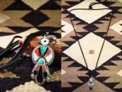 Vtg Zuni Multi-Stone Inlay Thunderbird Fob Necklace  c.1940～