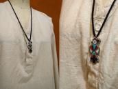 Vtg Zuni Multi-Stone Inlay Thunderbird Fob Necklace  c.1940～