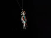Vtg Zuni Multi-Stone Inlay Thunderbird Fob Necklace  c.1940～