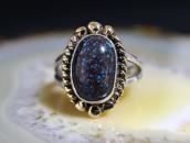 Old Navajo Top Grade Turquoise Ring in Silver & Gold c.1980～