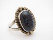 Old Navajo Top Grade Turquoise Ring in Silver & Gold c.1980～