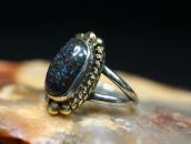 Old Navajo Top Grade Turquoise Ring in Silver & Gold c.1980～