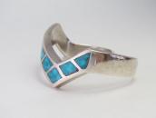Vintage Zuni Turquoise Inlay Heavy Silver ZigZag Cuff c.1960