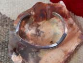 Vintage Zuni Turquoise Inlay Heavy Silver ZigZag Cuff c.1960