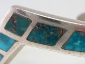 Vintage Zuni Turquoise Inlay Heavy Silver ZigZag Cuff c.1960
