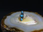 Vtg Navajo Three Gem Turquoise Row Ring in Silver  c.1960～