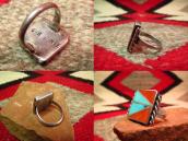 Charlene Zunie OLDPAWN Turquoise & Coral Inlay Ring  c.1980