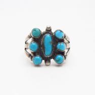 Old Zuni Butterfly Motif? Turquoise Cluster Ring  c.1965～