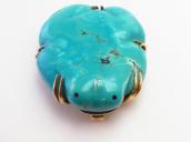 Vtg 18K Gold Pin&Pendant w/Zuni Turquoise Frog Fetish in1977