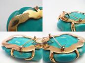 Vtg 18K Gold Pin&Pendant w/Zuni Turquoise Frog Fetish in1977