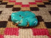 Vtg 18K Gold Pin&Pendant w/Zuni Turquoise Frog Fetish in1977