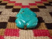 Vtg 18K Gold Pin&Pendant w/Zuni Turquoise Frog Fetish in1977