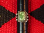 Antique Navajo Silver Men's Ring w/Sq. Green TQ  c.1935～