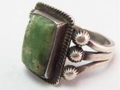 Antique Navajo Silver Men's Ring w/Sq. Green TQ  c.1935～
