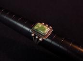 Antique Navajo Silver Men's Ring w/Sq. Green TQ  c.1935～