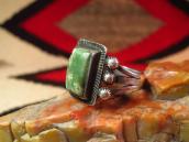 Antique Navajo Silver Men's Ring w/Sq. Green TQ  c.1935～
