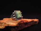 Antique Navajo Silver Men's Ring w/Sq. Green TQ  c.1935～