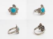 Antique Stamped T-bird Shape Sliver Ring w/Turquoise c.1930～