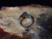 Antique Stamped T-bird Shape Sliver Ring w/Turquoise c.1930～