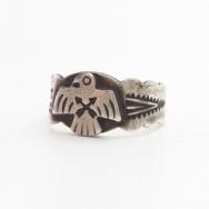 Atq CrossedArrows Stamped T-bird Applique Men's Ring c.1930～