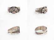 Atq CrossedArrows Stamped T-bird Applique Men's Ring c.1930～