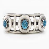 【Lewis Lomay】Hopi Three Hi-Grade No.8 Turquoise Cuff c.1950