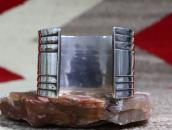 Attr.to【NAVAJO GUILD】Chiseled Ingot Silver Wide Cuff c.1935～