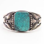 Vtg leaf Applique "ES"Hallmarked Cuff w/SpiderWeb TQ c.1945～