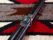 Antique Thunderbird Face Silver Ring w/Sq. Turquoise c.1930～