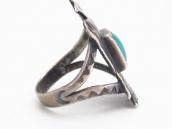 Antique Thunderbird Face Silver Ring w/Sq. Turquoise c.1930～