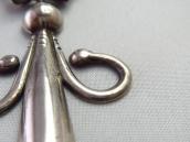 Vtg Cornflower Shaped Silver Fob Necklace w/Beads  c.1955～