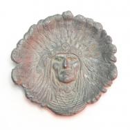 Antique Indian Chief Head Metal Ashtray  c.1915～