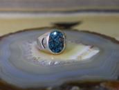Vtg Navajo Hi-Grade Nevada Blue Turquoise Seal Ring c.1950～