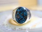 Vtg Navajo Hi-Grade Nevada Blue Turquoise Seal Ring c.1950～