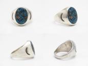 Vtg Navajo Hi-Grade Nevada Blue Turquoise Seal Ring c.1950～