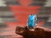 Vintage Navajo Split Shank Ring w/Rect. Fox Turquoise c.1950