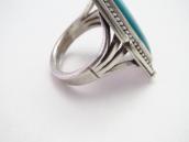 Vintage Navajo Split Shank Ring w/Rect. Fox Turquoise c.1950