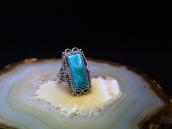 Vintage Navajo Split Shank Ring w/Rect. Fox Turquoise c.1950