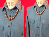 Vintage Bench Made Stamped Silver Bead Necklace  c.1950～