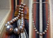 Vintage Bench Made Stamped Silver Bead Necklace  c.1950～