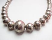 Vintage Bench Made Stamped Silver Bead Necklace  c.1950～