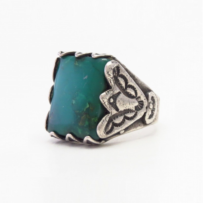 Vintage Navajo Heavy Silver Men's Ring w/Gemsilica c.1955～