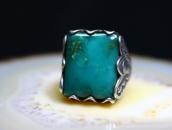 Vintage Navajo Heavy Silver Men's Ring w/Gemsilica c.1955～