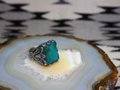 Vintage Navajo Heavy Silver Men's Ring w/Gemsilica c.1955～